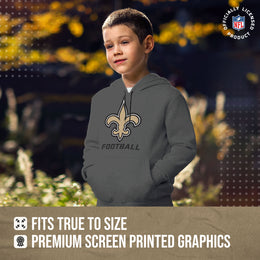 New Orleans Saints NFL Youth Run City Hoodie- Kids Pro Football Pullover Sweatshirt- Officially Licensed - Sport Gray