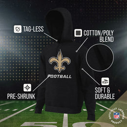 New Orleans Saints NFL Youth Run City Hoodie- Kids Pro Football Pullover Sweatshirt- Officially Licensed - Black