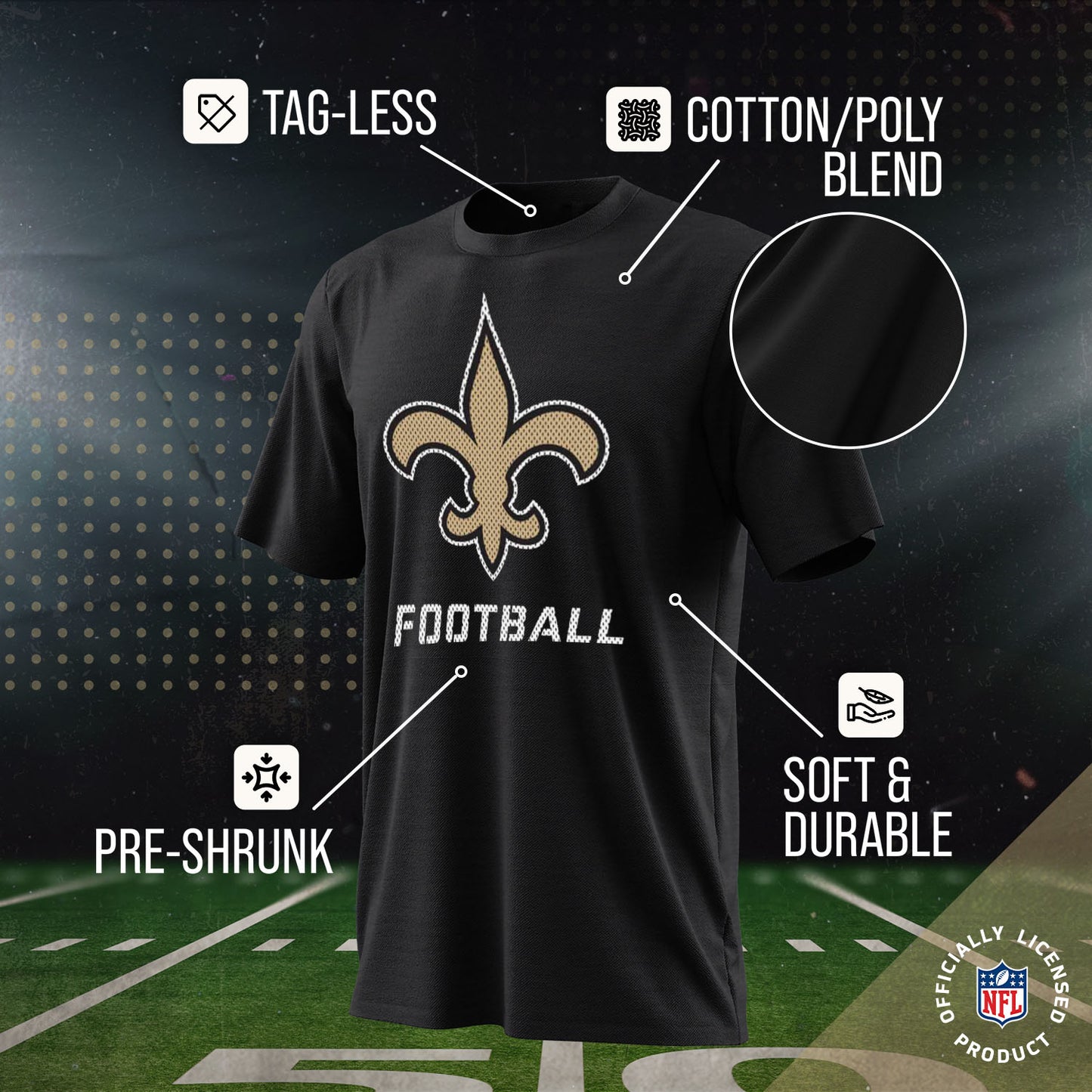 New Orleans Saints NFL Youth Run City Tee - Black