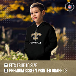 New Orleans Saints NFL Youth Run City Hoodie- Kids Pro Football Pullover Sweatshirt- Officially Licensed - Black