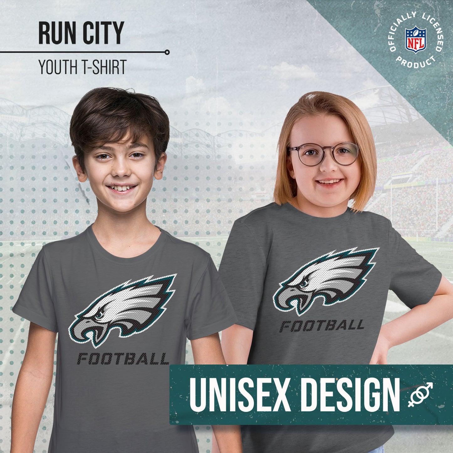 Philadelphia Eagles NFL Youth Run City Tee - Sport Gray