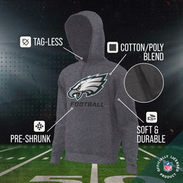 Philadelphia Eagles NFL Youth Run City Hoodie- Kids Pro Football Pullover Sweatshirt- Officially Licensed - Sport Gray