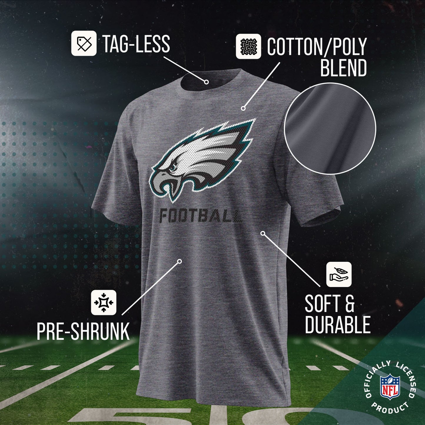 Philadelphia Eagles NFL Youth Run City Tee - Sport Gray