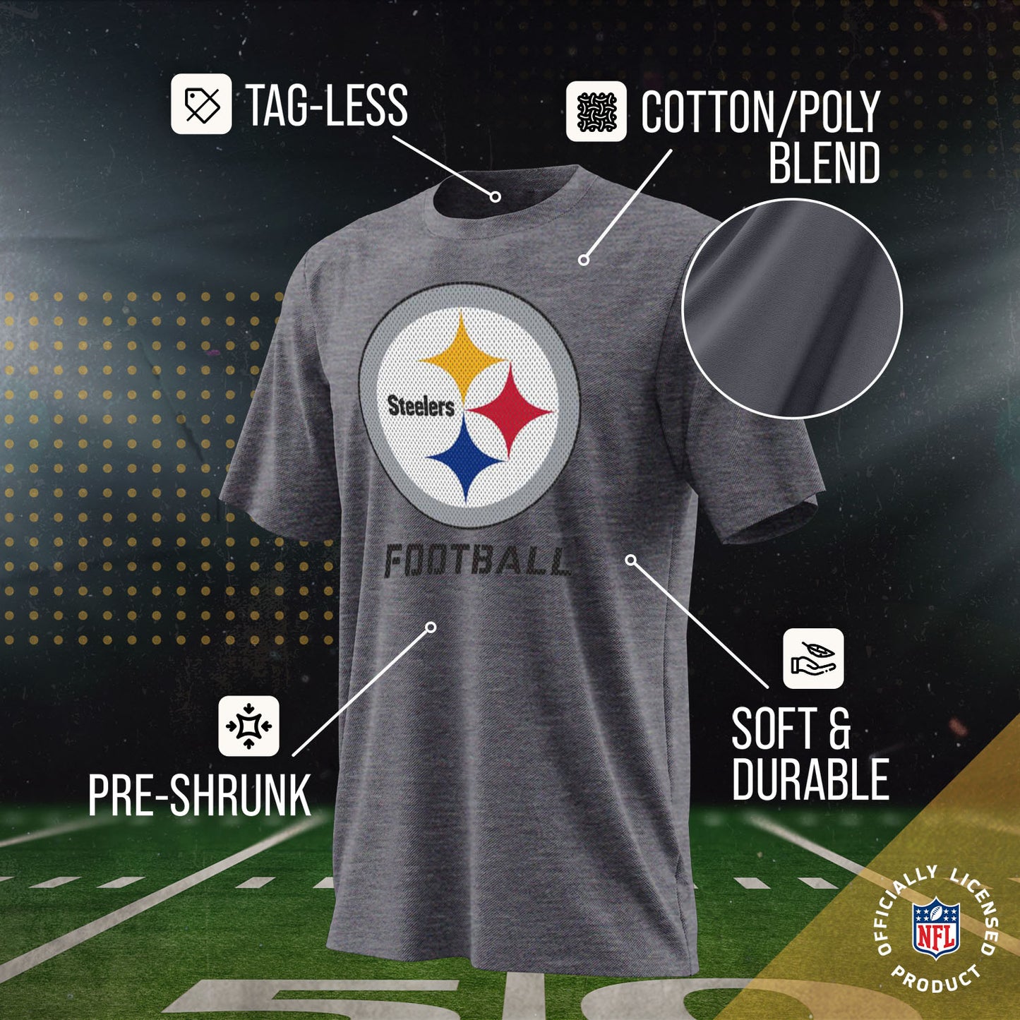 Pittsburgh Steelers NFL Youth Run City Tee - Sport Gray