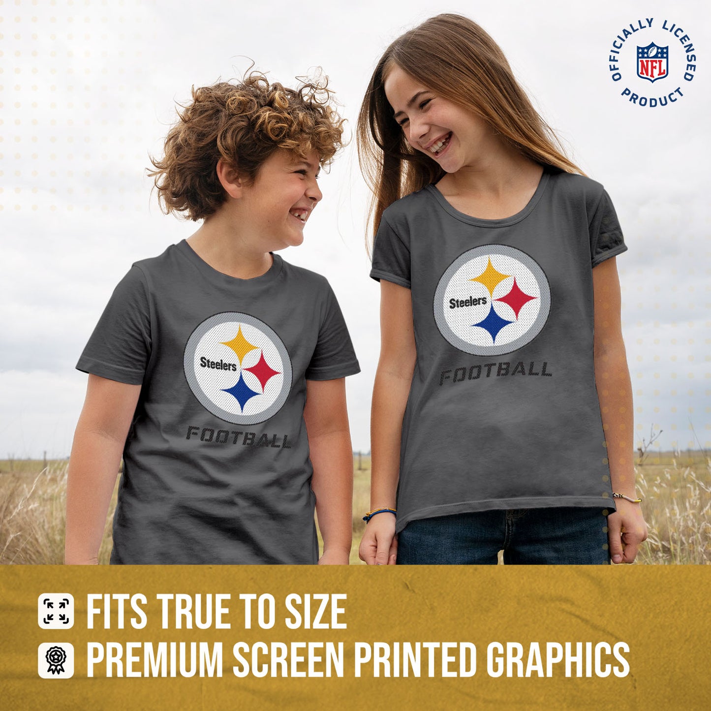 Pittsburgh Steelers NFL Youth Run City Tee - Sport Gray