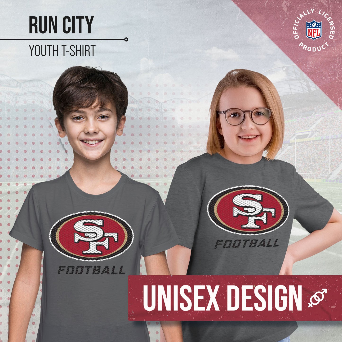 San Francisco 49ers NFL Youth Run City Tee - Sport Gray