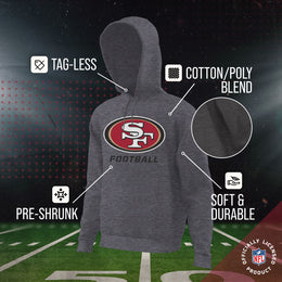 San Francisco 49ers NFL Youth Run City Hoodie- Kids Pro Football Pullover Sweatshirt- Officially Licensed - Sport Gray