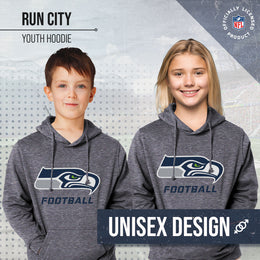 Seattle Seahawks NFL Youth Run City Hoodie- Kids Pro Football Pullover Sweatshirt- Officially Licensed - Sport Gray