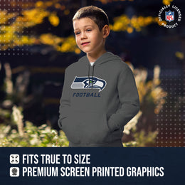 Seattle Seahawks NFL Youth Run City Hoodie- Kids Pro Football Pullover Sweatshirt- Officially Licensed - Sport Gray