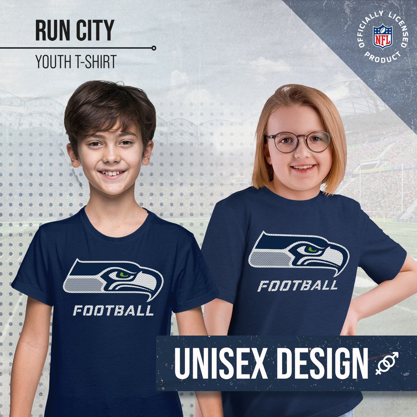 Seattle Seahawks NFL Youth Run City Tee - Navy