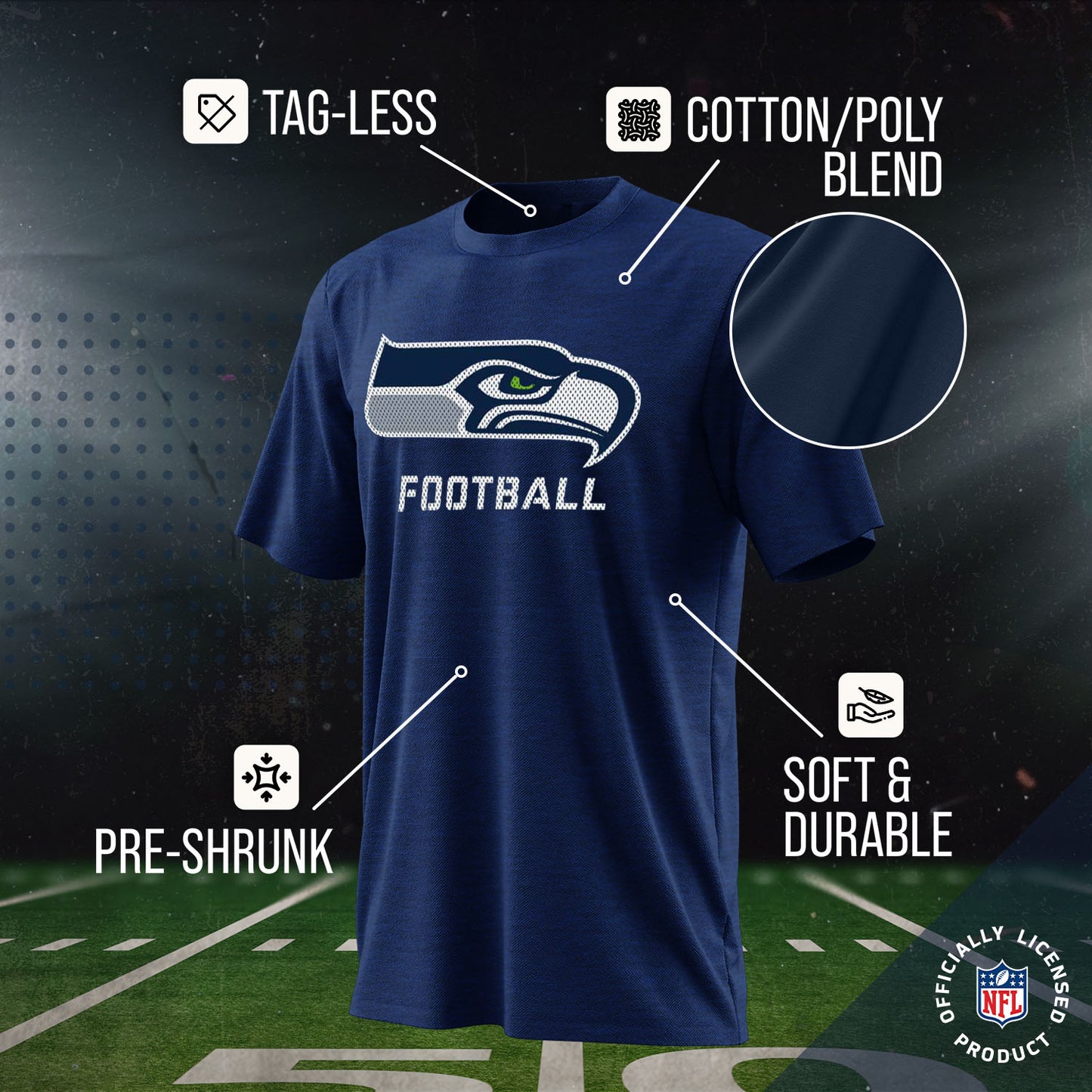 Seattle Seahawks NFL Youth Run City Tee - Navy