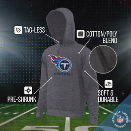 Tennessee Titans NFL Youth Run City Hoodie- Kids Pro Football Pullover Sweatshirt- Officially Licensed - Sport Gray