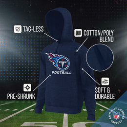 Tennessee Titans NFL Youth Run City Hoodie- Kids Pro Football Pullover Sweatshirt- Officially Licensed - Navy