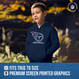 Tennessee Titans NFL Youth Run City Hoodie- Kids Pro Football Pullover Sweatshirt- Officially Licensed - Navy