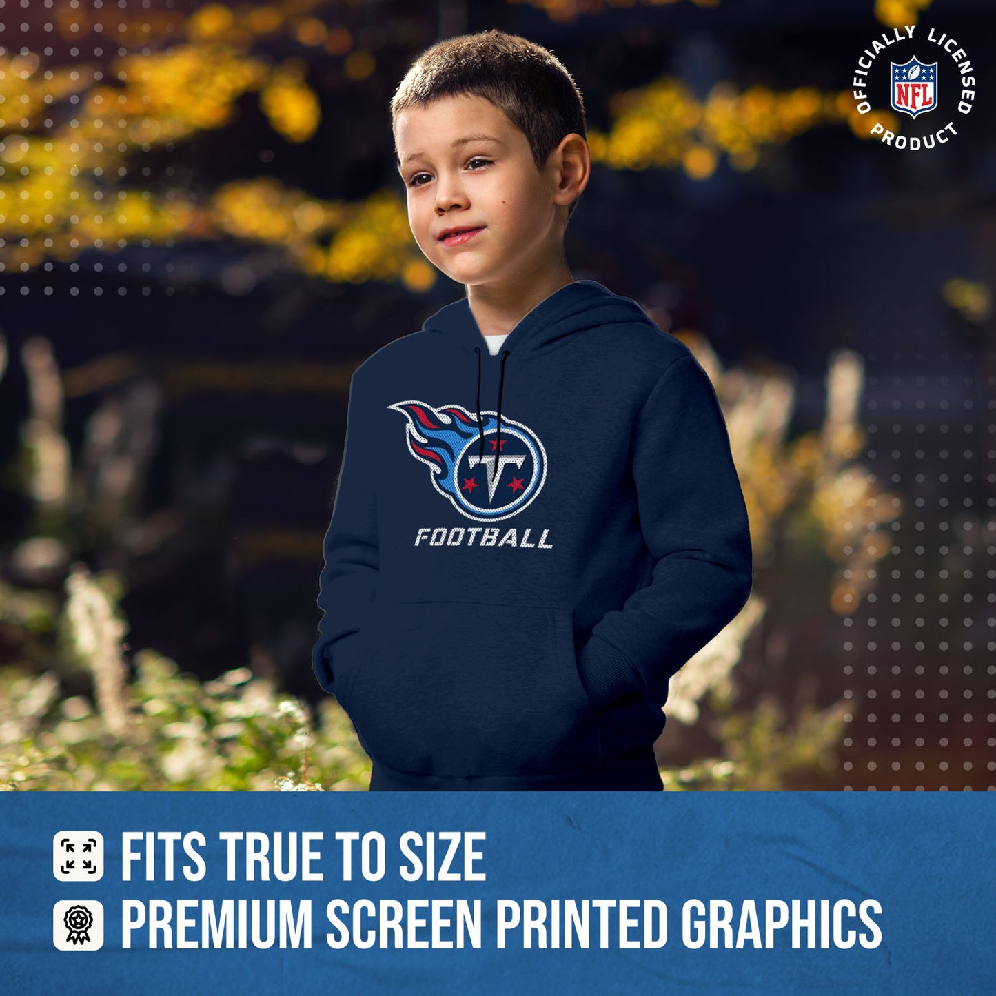 Tennessee Titans NFL Youth Run City Hoodie- Kids Pro Football Pullover Sweatshirt- Officially Licensed - Navy