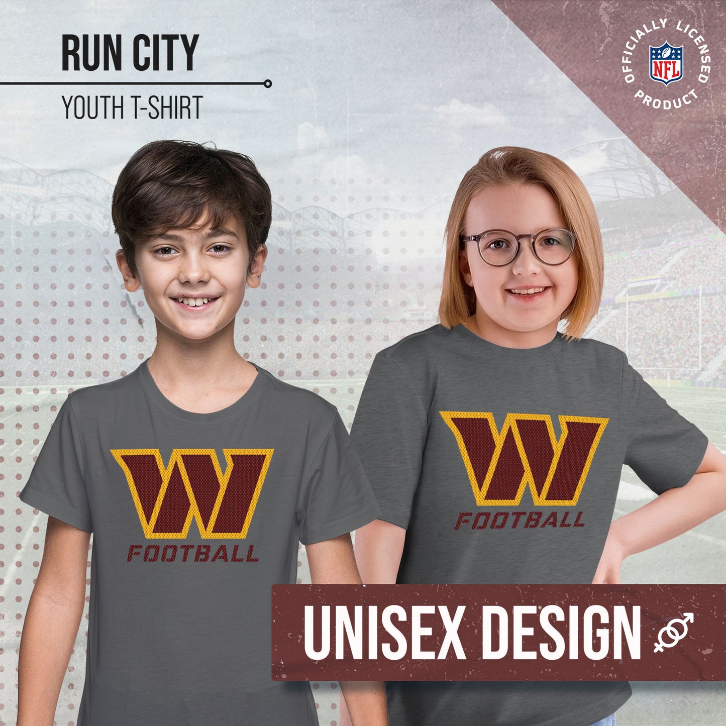 Washington Commanders NFL Youth Run City Tee - Sport Gray
