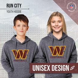 Washington Commanders NFL Youth Run City Hoodie- Kids Pro Football Pullover Sweatshirt- Officially Licensed - Sport Gray