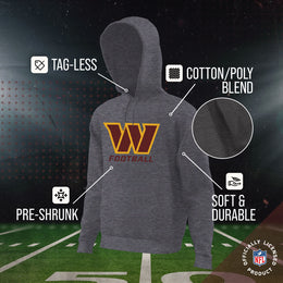 Washington Commanders NFL Youth Run City Hoodie- Kids Pro Football Pullover Sweatshirt- Officially Licensed - Sport Gray