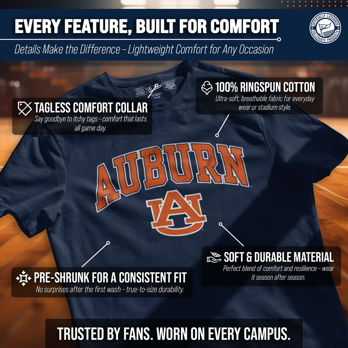 Auburn Tigers NCAA Adult Gameday Cotton T-Shirt - Navy