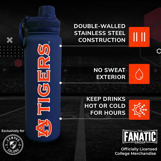 Auburn Tigers Stainless Steel Water Bottle 24 oz Insulated - Navy