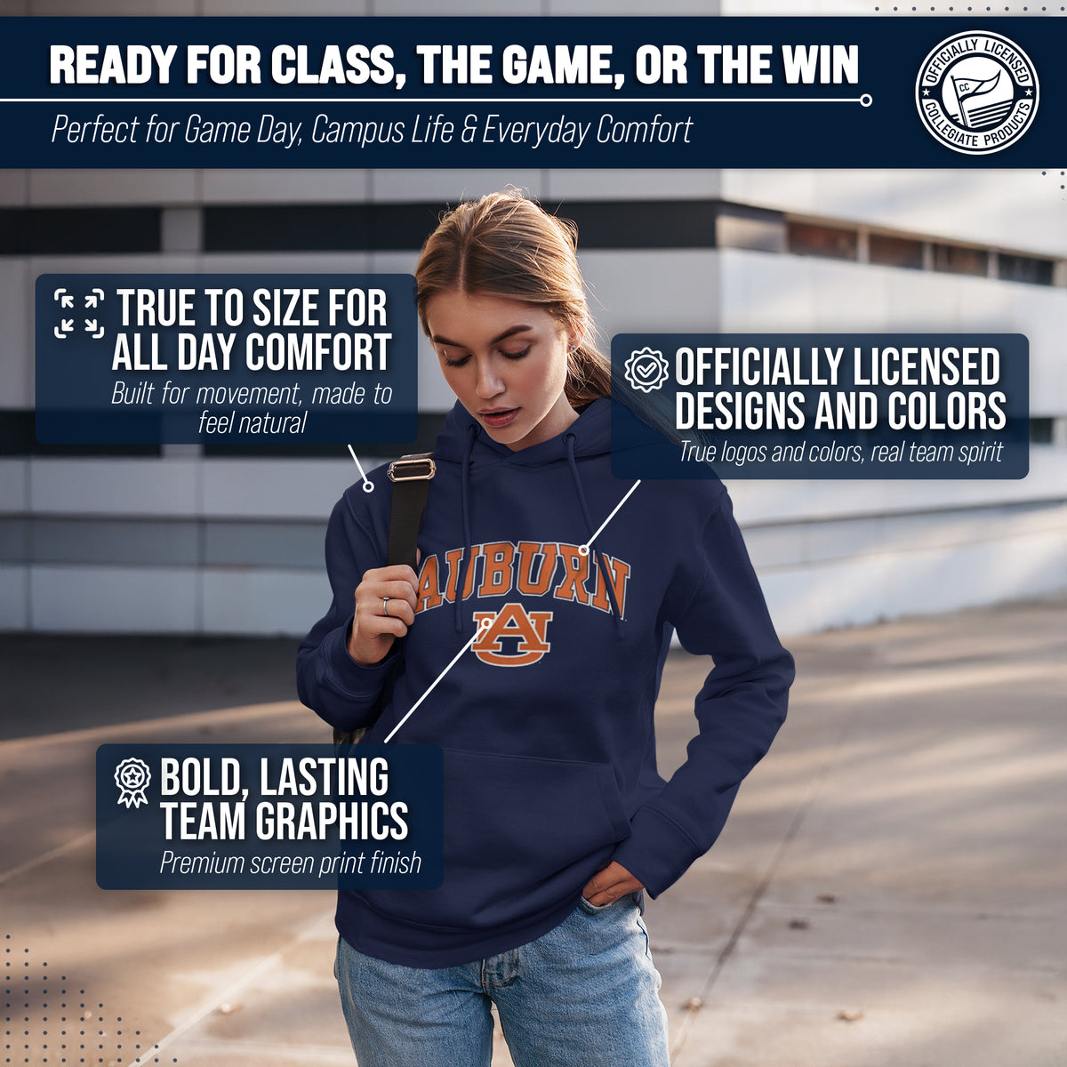 AUB Arch & Logo Gameday Hoodie - Navy