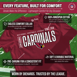 Arizona Cardinals NFL Adult Modern Endzone Tag-Less T-Shirt - Cardinal