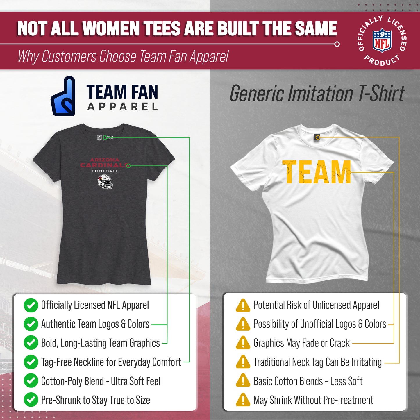 Arizona Cardinals Women's NFL Football Helmet Short Sleeve Tagless T-Shirt - Charcoal