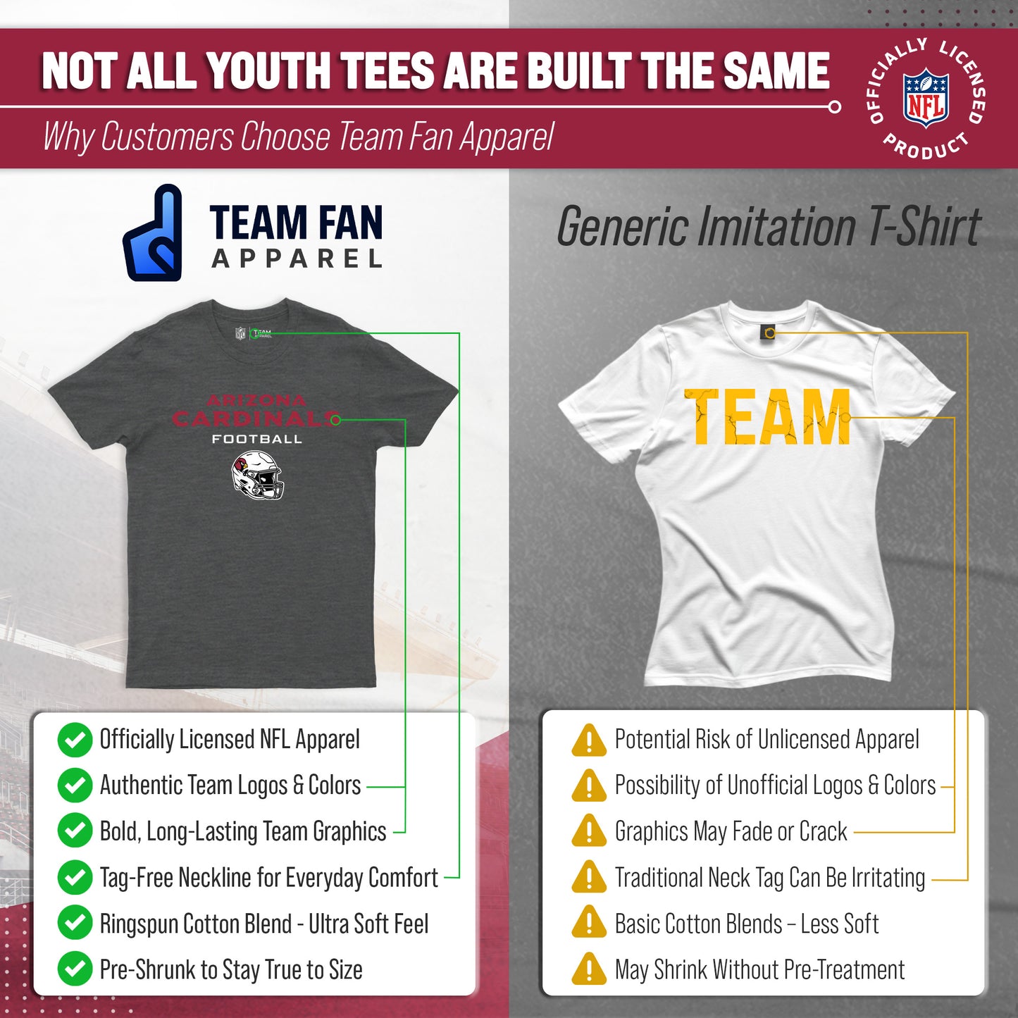 Arizona Cardinals NFL Youth Football Helmet Tagless T-Shirt - Charcoal