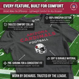 Arizona Cardinals NFL Youth Football Helmet Tagless T-Shirt - Charcoal
