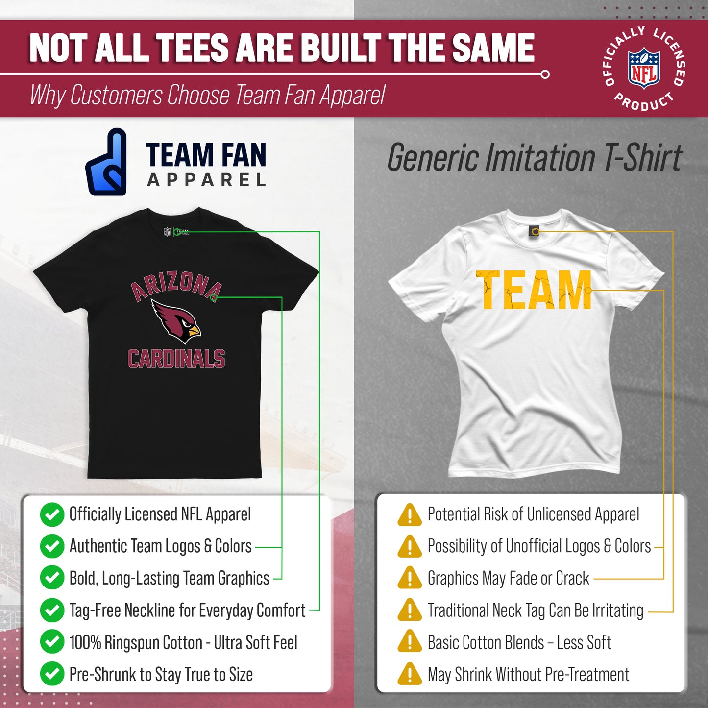 Arizona Cardinals Team Fan Apparel NFL  Gameday T-Shirt - Black