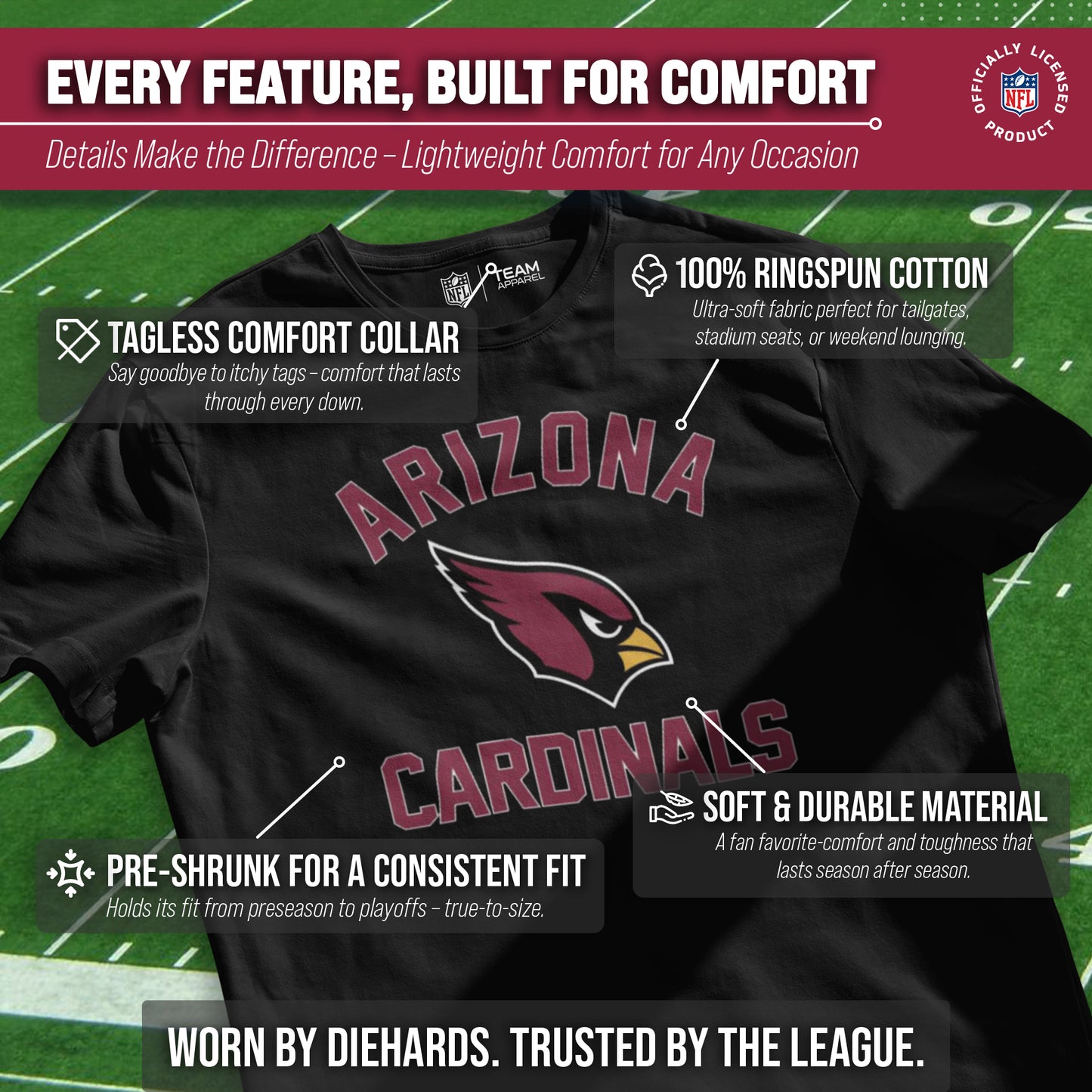Arizona Cardinals Team Fan Apparel NFL  Gameday T-Shirt - Black