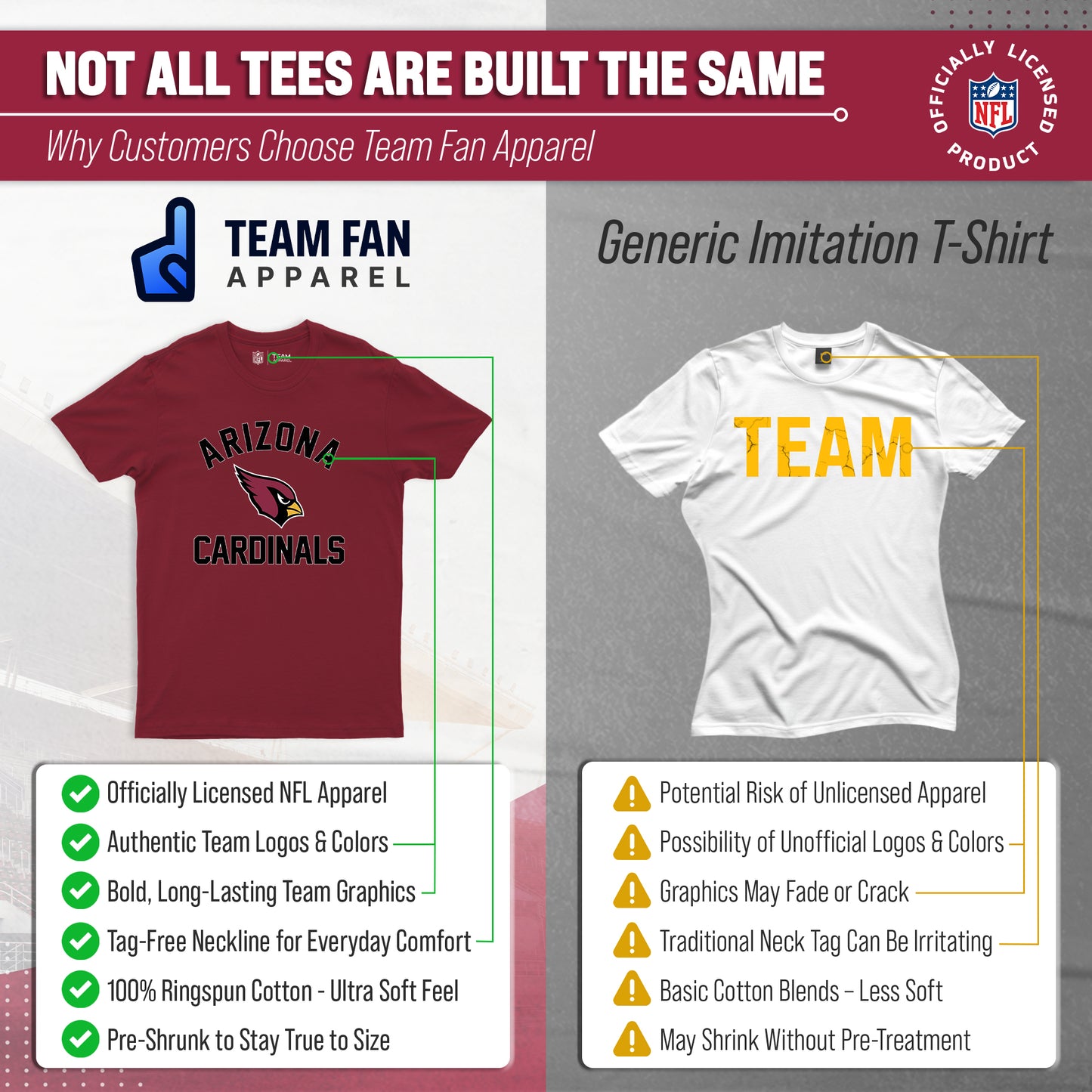 Arizona Cardinals Team Fan Apparel NFL  Gameday T-Shirt - Cardinal