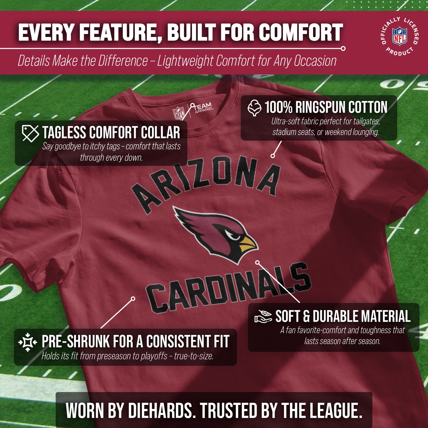 Arizona Cardinals Team Fan Apparel NFL  Gameday T-Shirt - Cardinal