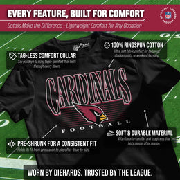 Arizona Cardinals NFL Adult Overtime Blueprint Tag-Less T-Shirt - Black