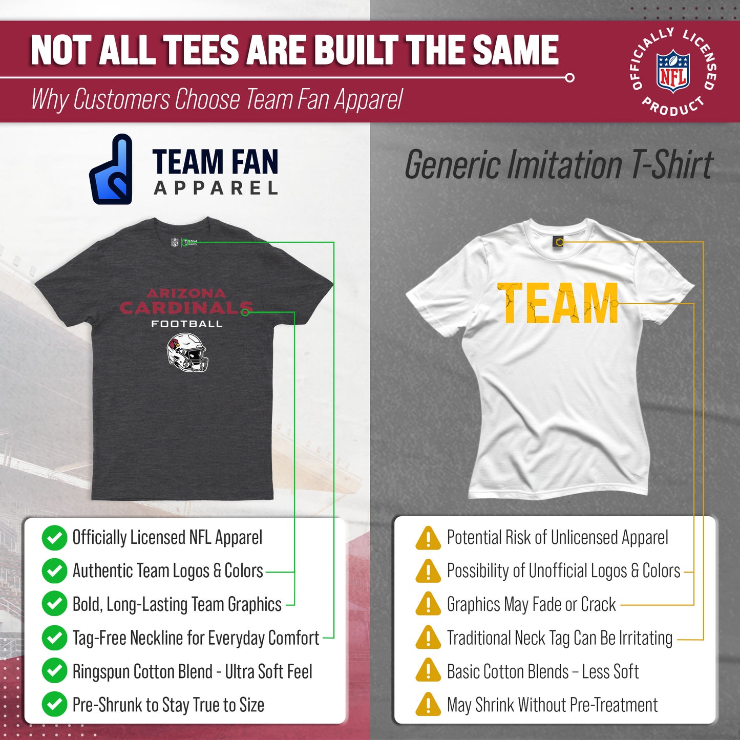Arizona Cardinals NFL Adult Football Helmet Tagless T-Shirt - Charcoal