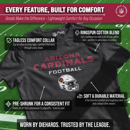 Arizona Cardinals NFL Adult Football Helmet Tagless T-Shirt - Charcoal