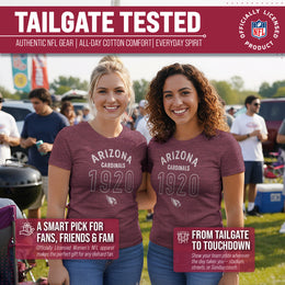 Arizona Cardinals NFL Womens Big Date Tag-Less T-Shirt - Maroon Heather