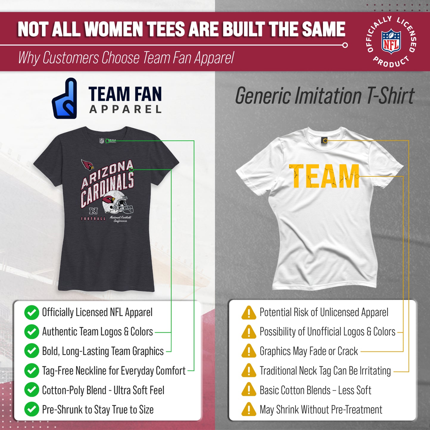 Arizona Cardinals NFL Womens Distressed Helmet Tag-Less Soft T-Shirt - Heather Charcoal