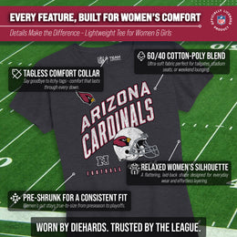 Arizona Cardinals NFL Womens Distressed Helmet Tag-Less Soft T-Shirt - Heather Charcoal