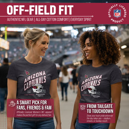 Arizona Cardinals NFL Womens Distressed Helmet Tag-Less Soft T-Shirt - Heather Charcoal