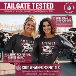 Arizona Cardinals NFL Womens Retro Triangle French Terry Slouchy Top- Raglan Sleeves - Heather Charcoal