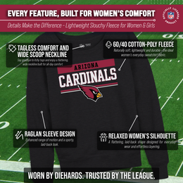 Arizona Cardinals NFL Womens Team Block French Terry Slouchy Top - Charcoal