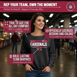 Arizona Cardinals NFL Womens Team Block French Terry Slouchy Top - Charcoal