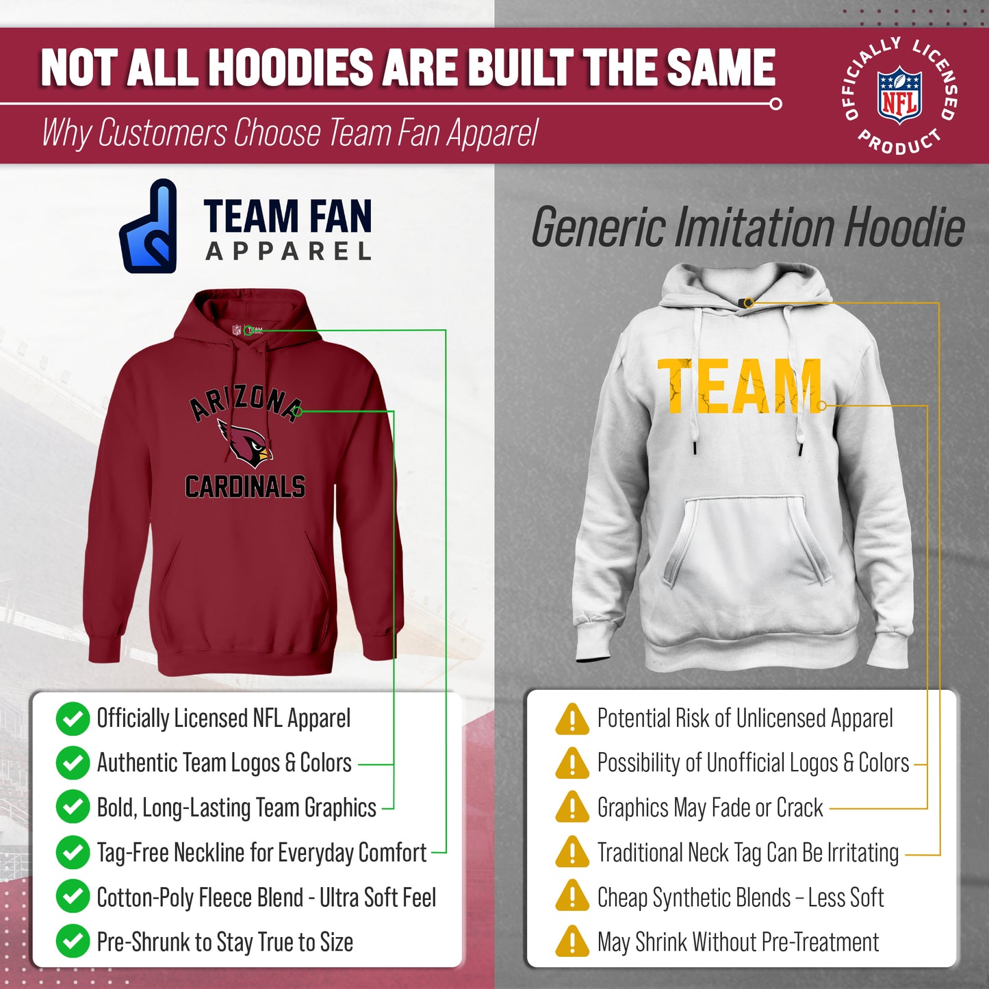 Arizona Cardinals Team Fan Apparel NFL  Gameday Hoodie - Cardinal