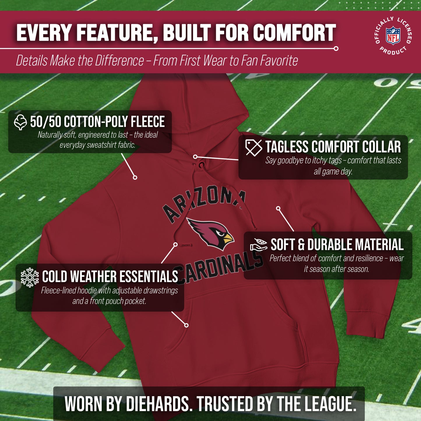 Arizona Cardinals Team Fan Apparel NFL  Gameday Hoodie - Cardinal