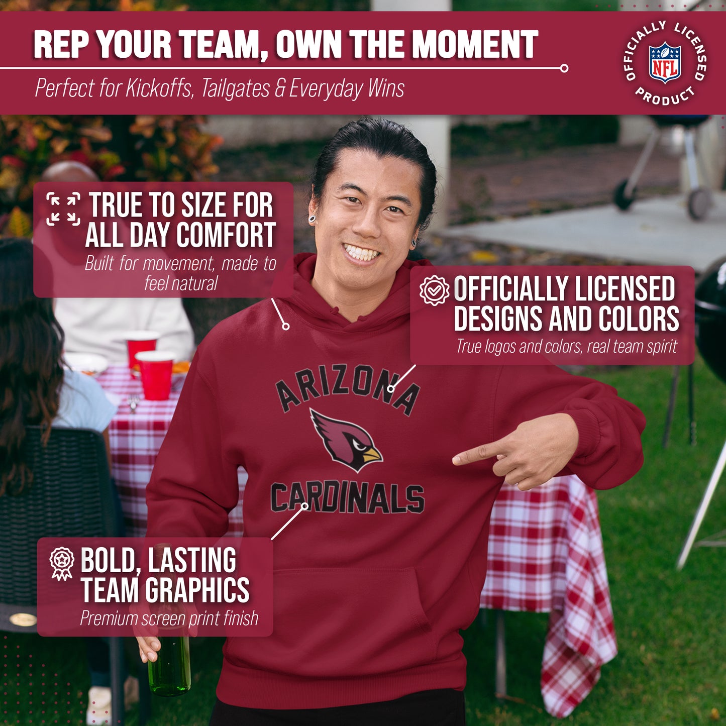 Arizona Cardinals Team Fan Apparel NFL  Gameday Hoodie - Cardinal
