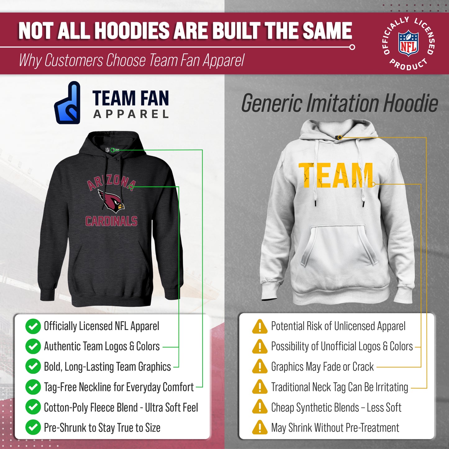 Arizona Cardinals Team Fan Apparel NFL  Gameday Hoodie - Charcoal