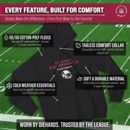Arizona Cardinals Adult NFL Football Helmet Heather Hooded Sweatshirt  - Charcoal