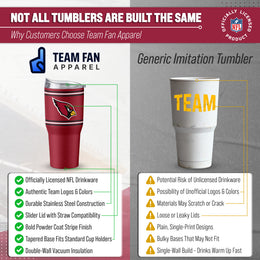 Arizona Cardinals  30 oz Stripe Powder Coat Tumbler | NFL Stainless - Cardinal