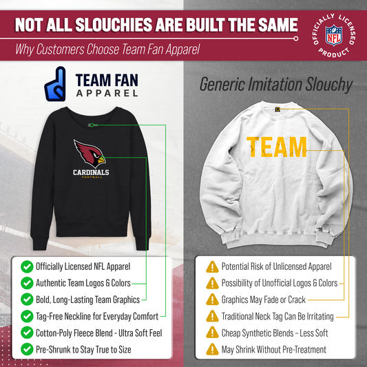 Arizona Cardinals NFL Womens Ultimate Fan French Terry Slouchy Top- Raglan Sleeves - Charcoal